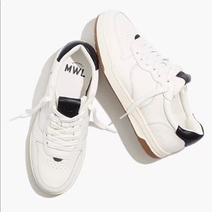 madewell court sneakers in white and black leather